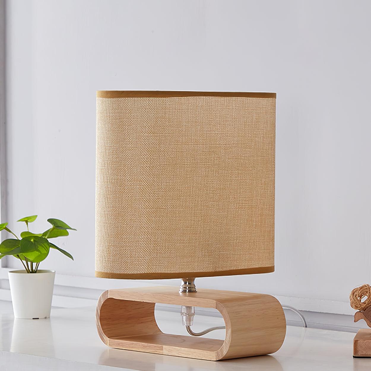 Rustic Wooden End Table Lamp
