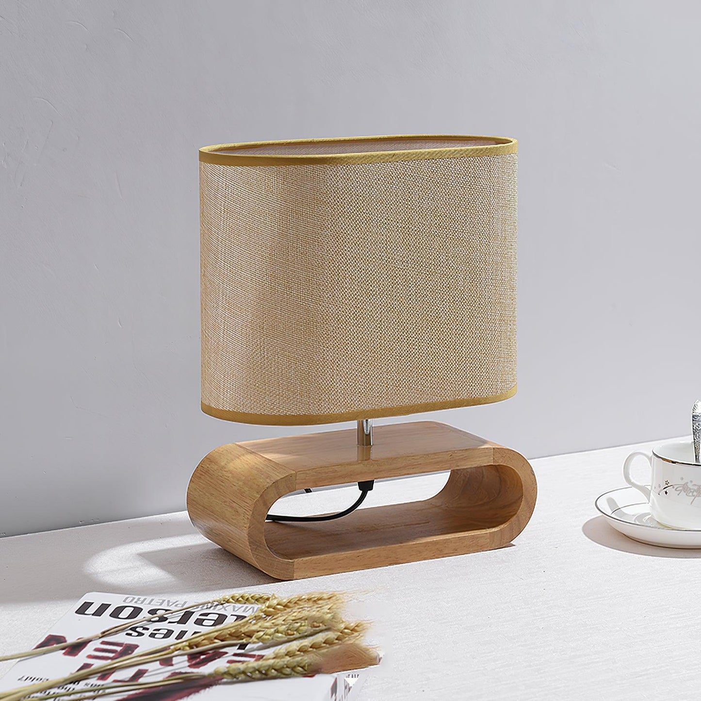 Rustic Wooden End Table Lamp