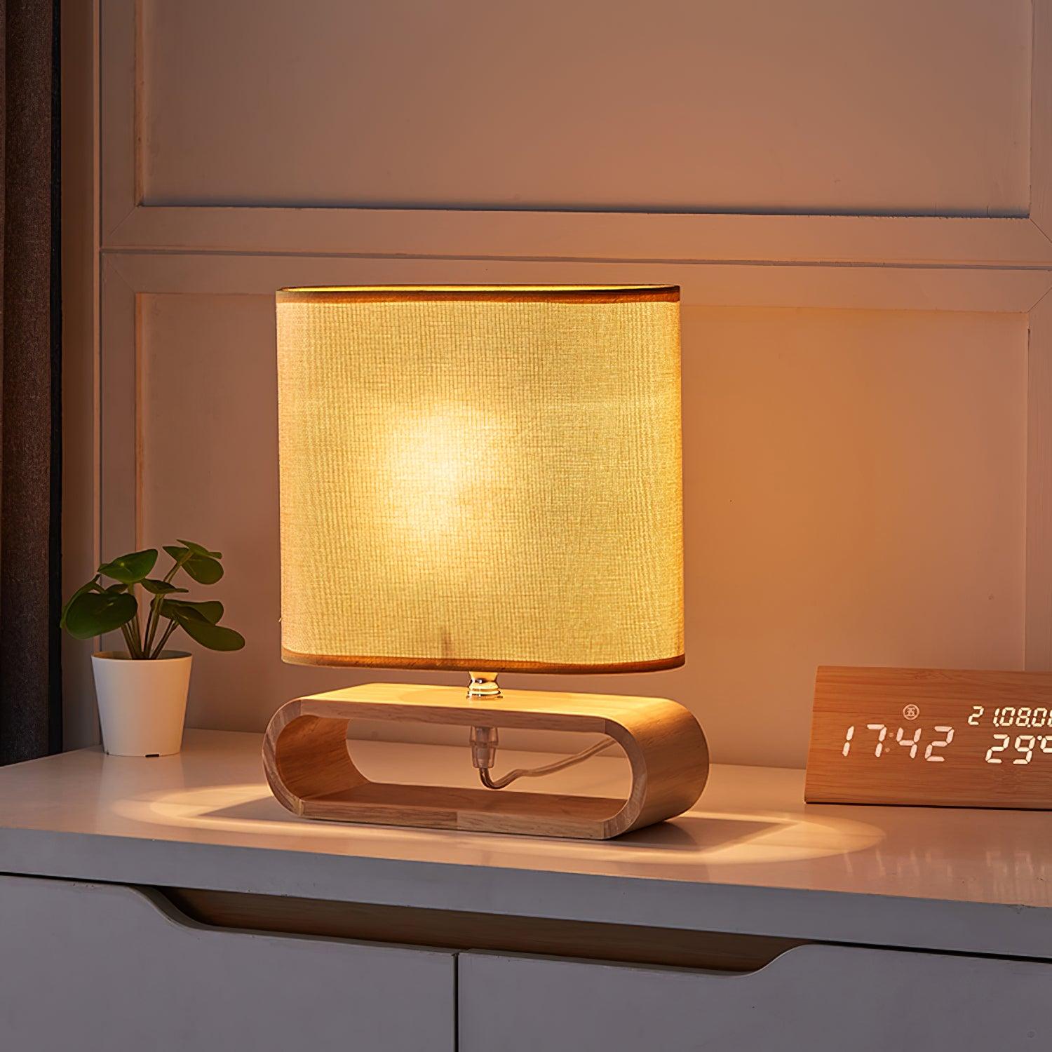 Rustic Wooden End Table Lamp - Cofik