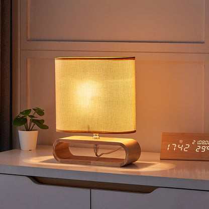 Rustic Wooden End Table Lamp - Cofik