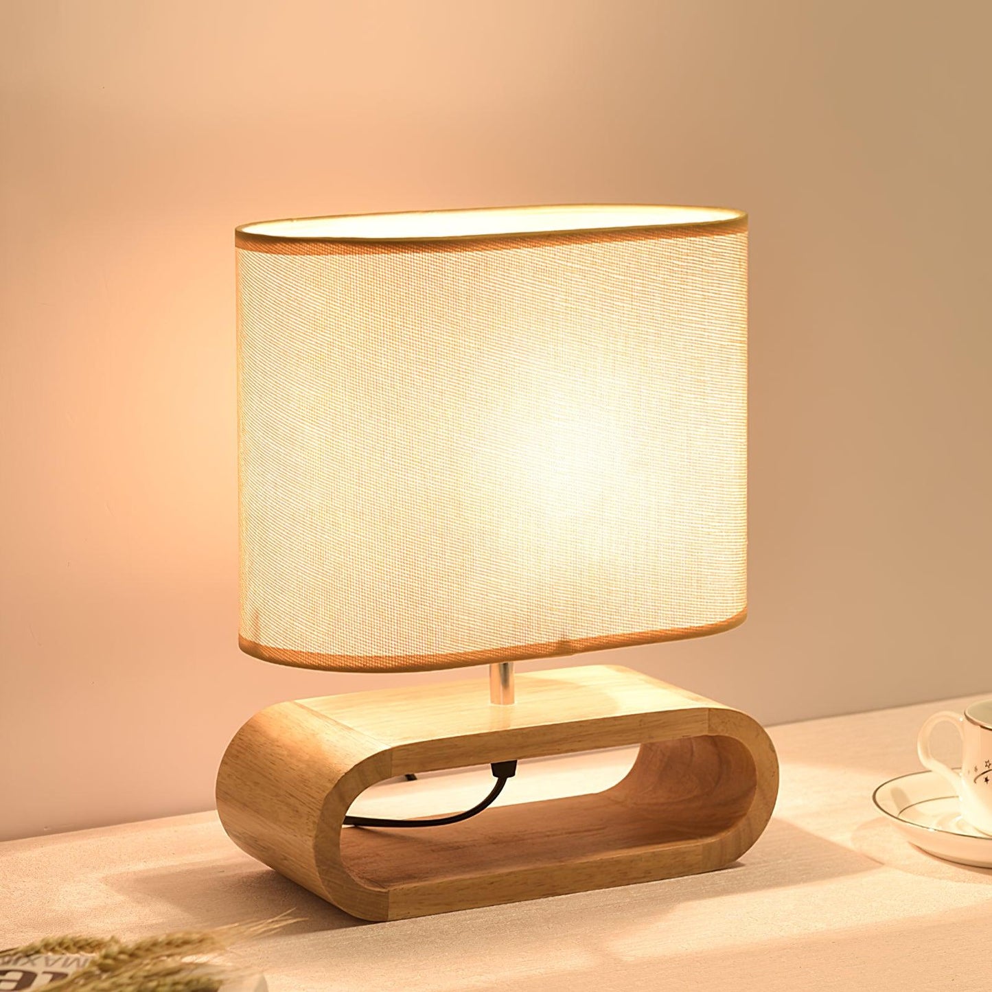 Rustic Wooden End Table Lamp