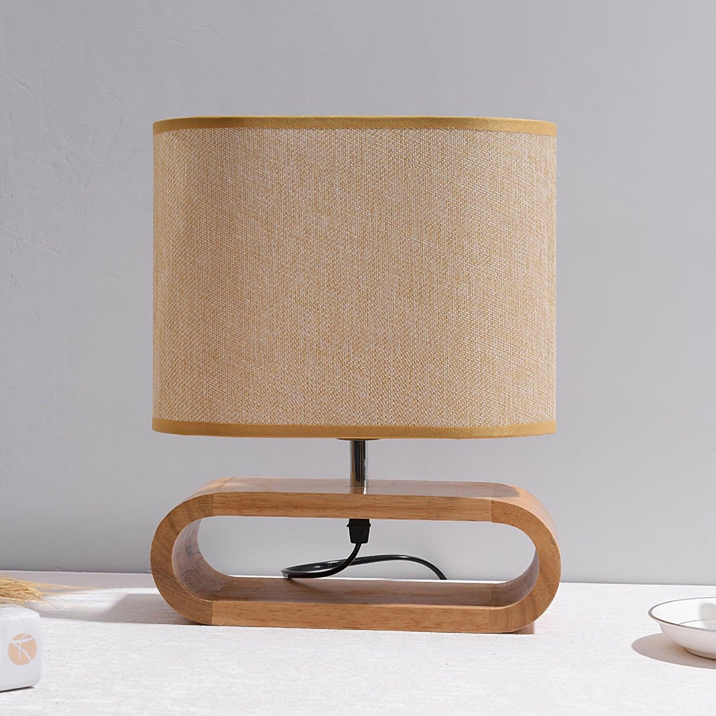 Rustic Wooden End Table Lamp