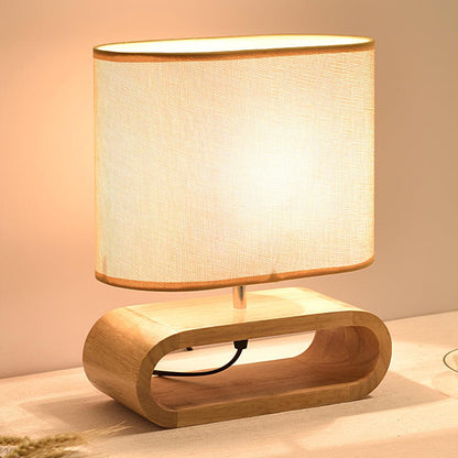 Rustic Wooden End Table Lamp