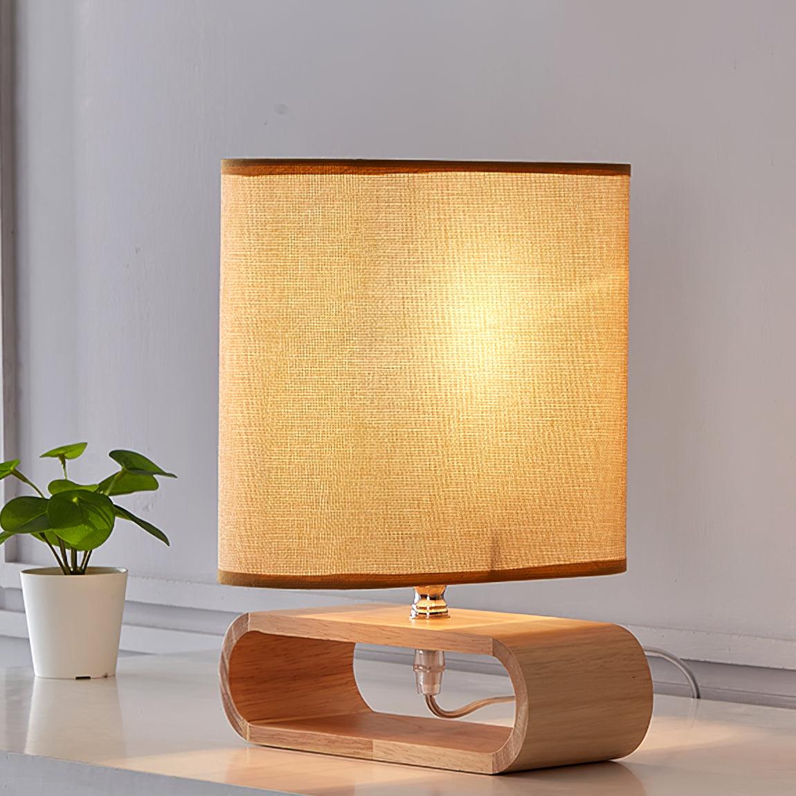 Rustic Wooden End Table Lamp
