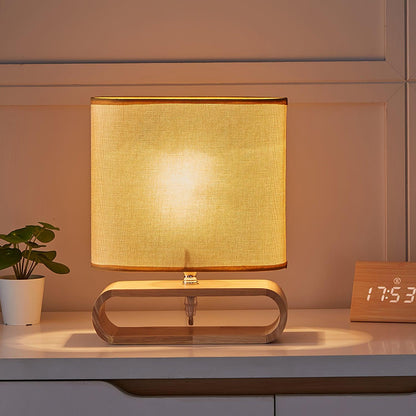 Rustic Wooden End Table Lamp