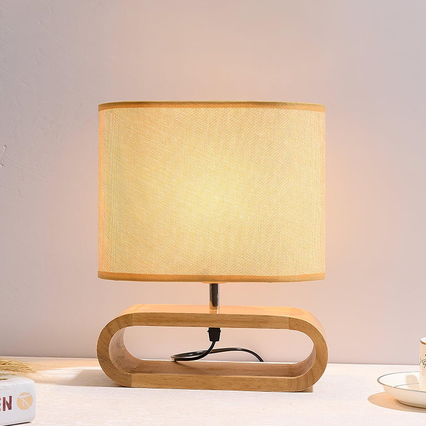 Rustic Wooden End Table Lamp