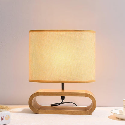 Rustic Wooden End Table Lamp