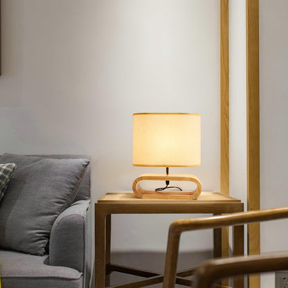 Rustic Wooden End Table Lamp