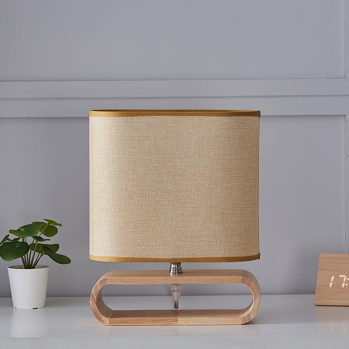 Rustic Wooden End Table Lamp