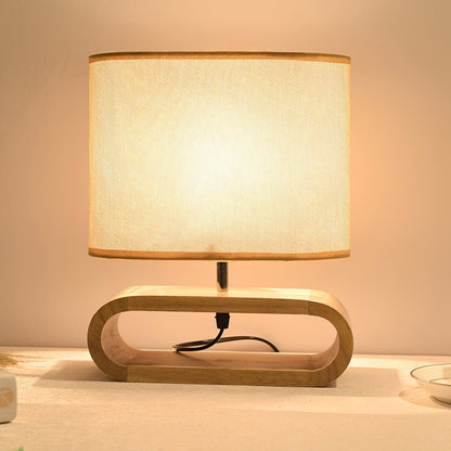 Rustic Wooden End Table Lamp