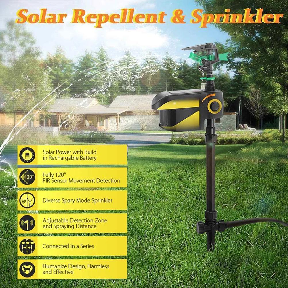 Solar Powered Motion Sensor Animal Repellent Sprinkler