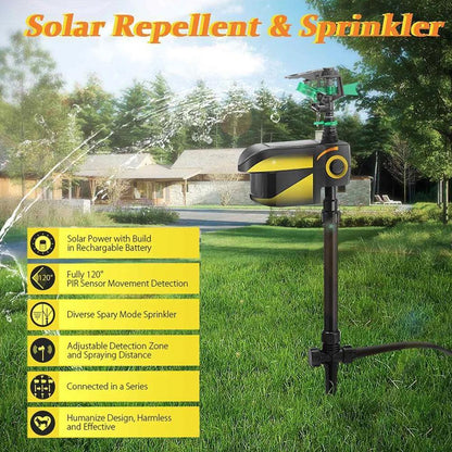 Solar Powered Motion Sensor Animal Repellent Sprinkler
