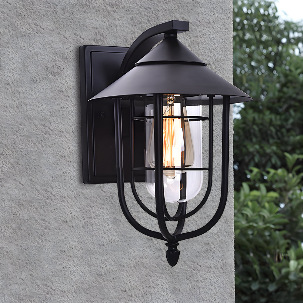 Outdoor Motion Sensor Black Wall Light Fixture - Cofik