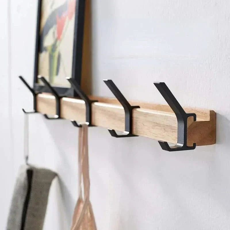 Modern Wall Coat Rack with Adjustable Hooks - Black - Cofik