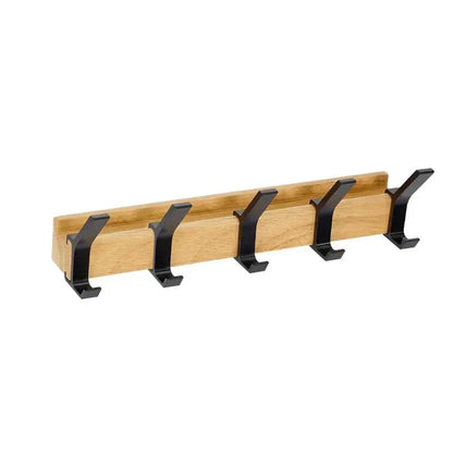 Modern Wall Coat Rack with Adjustable Hooks - Black