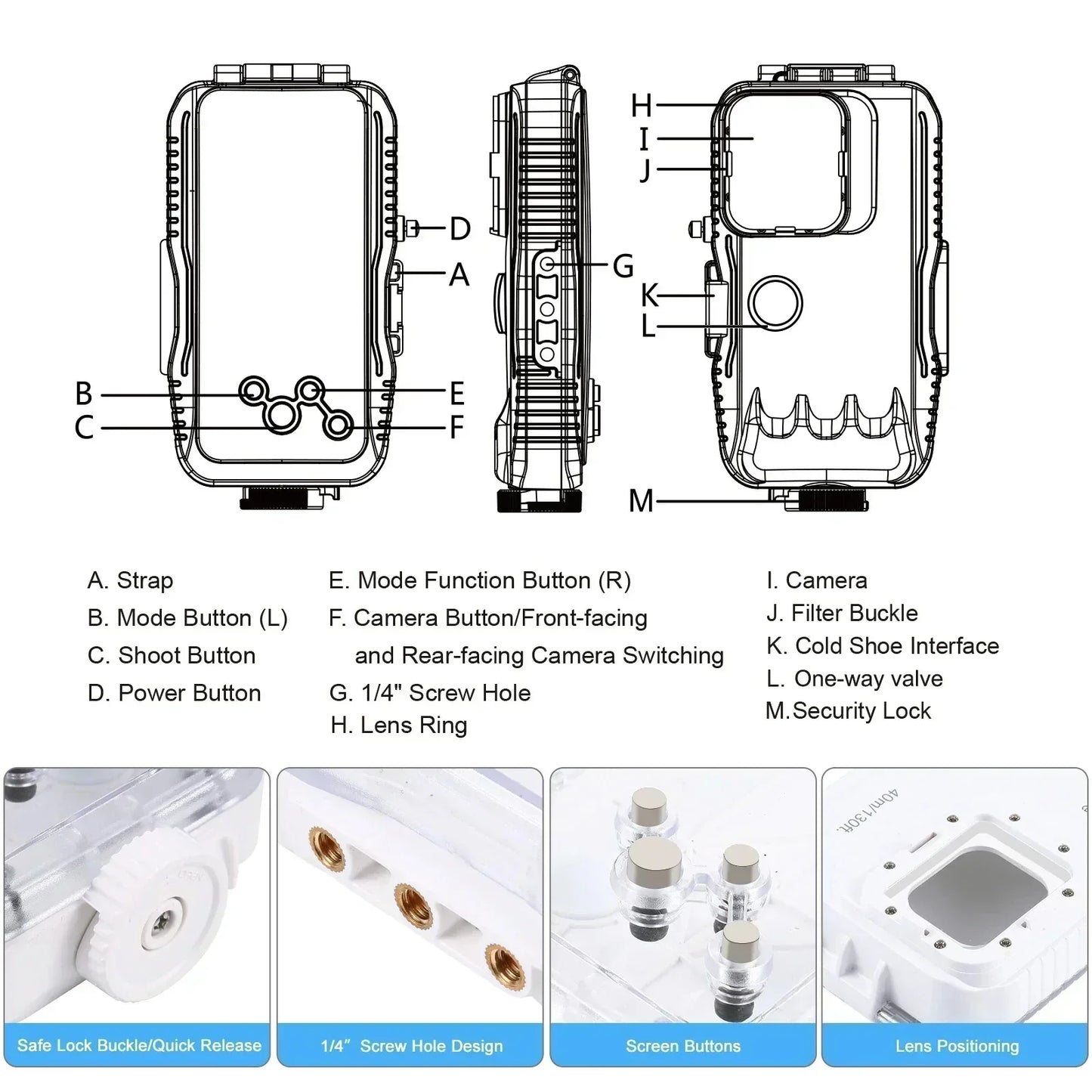 Heavy Duty 40M Waterproof iPhone Phone Case