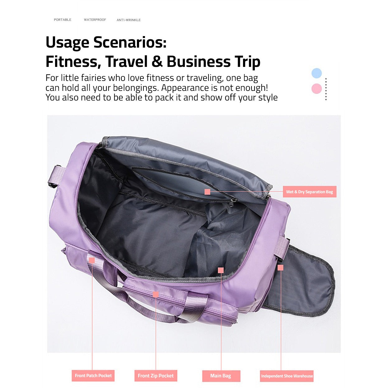 Waterproof Sports Duffel Bag with Multiple Pockets