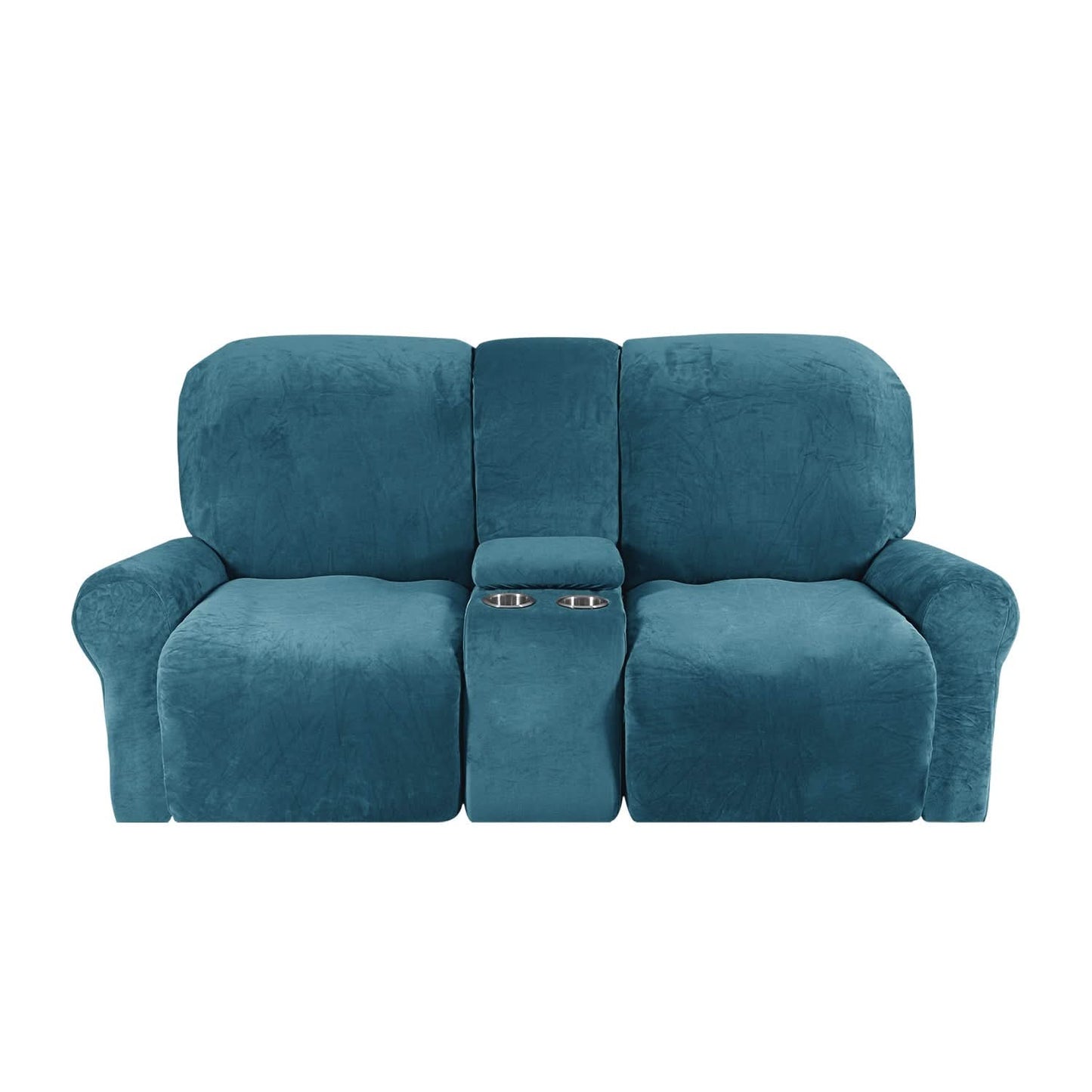 Soft 2-Seater Recliner Sofa Cover with Cup Holders - Cofik