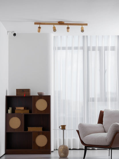 Rustic Wooden Ceiling Track Lighting 4 Light Fixtures