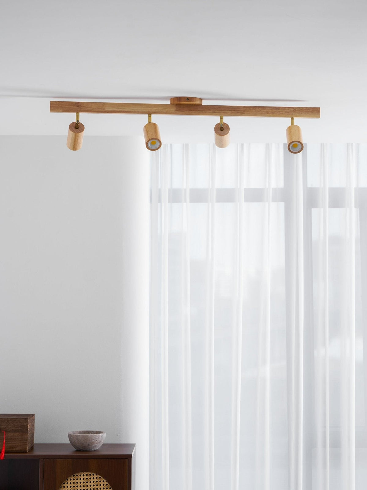 Rustic Wooden Ceiling Track Lighting 4 Light Fixtures