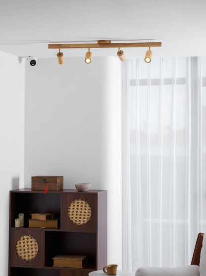Rustic Wooden Ceiling Track Lighting 4 Light Fixtures