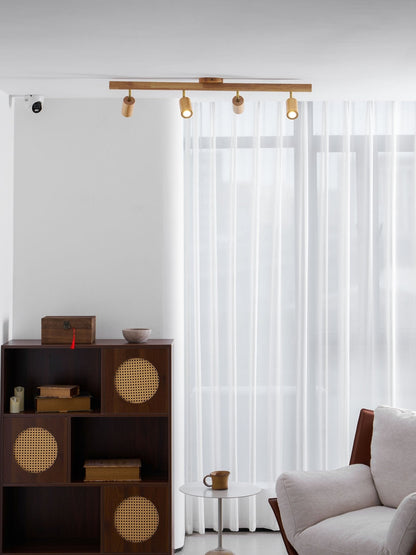 Rustic Wooden Ceiling Track Lighting 4 Light Fixtures