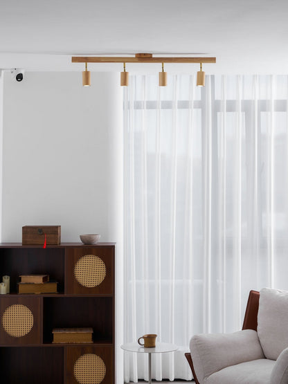Rustic Wooden Ceiling Track Lighting 4 Light Fixtures