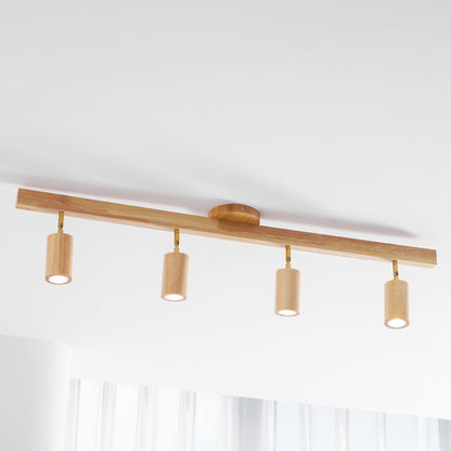 Rustic Wooden Ceiling Track Lighting 4 Light Fixtures