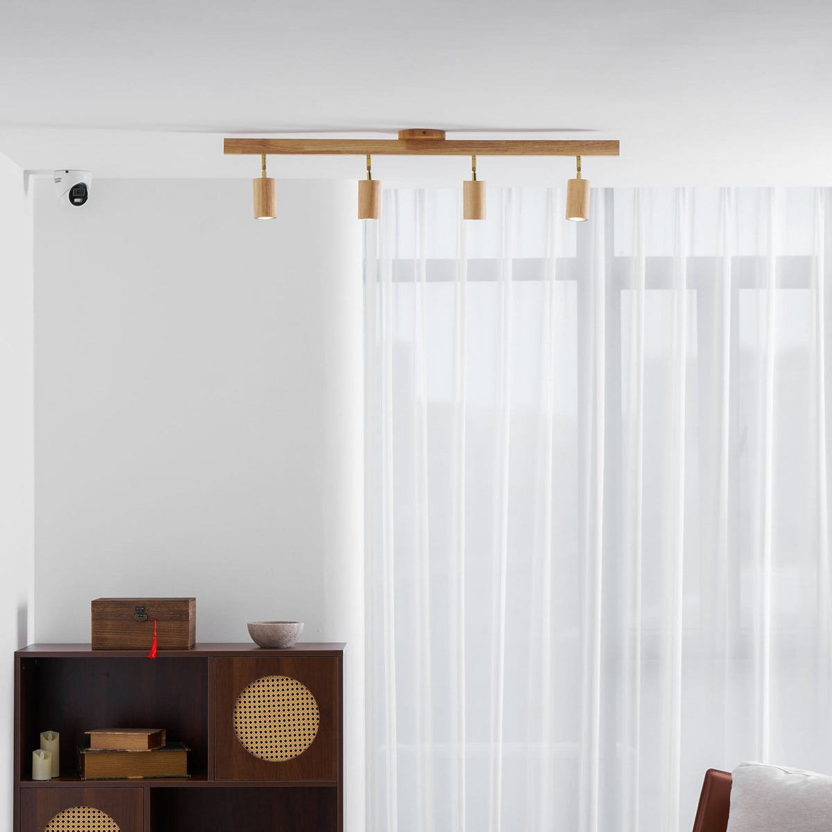 Rustic Wooden Ceiling Track Lighting 4 Light Fixtures