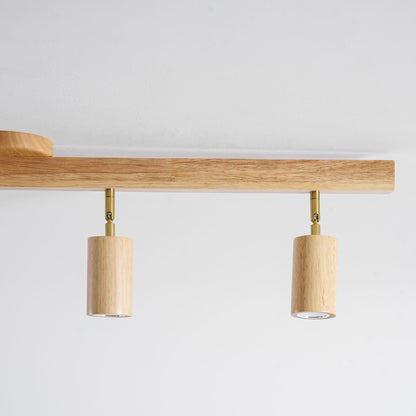Rustic Wooden Ceiling Track Lighting 4 Light Fixtures