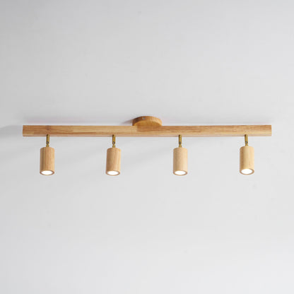 Rustic Wooden Ceiling Track Lighting 4 Light Fixtures