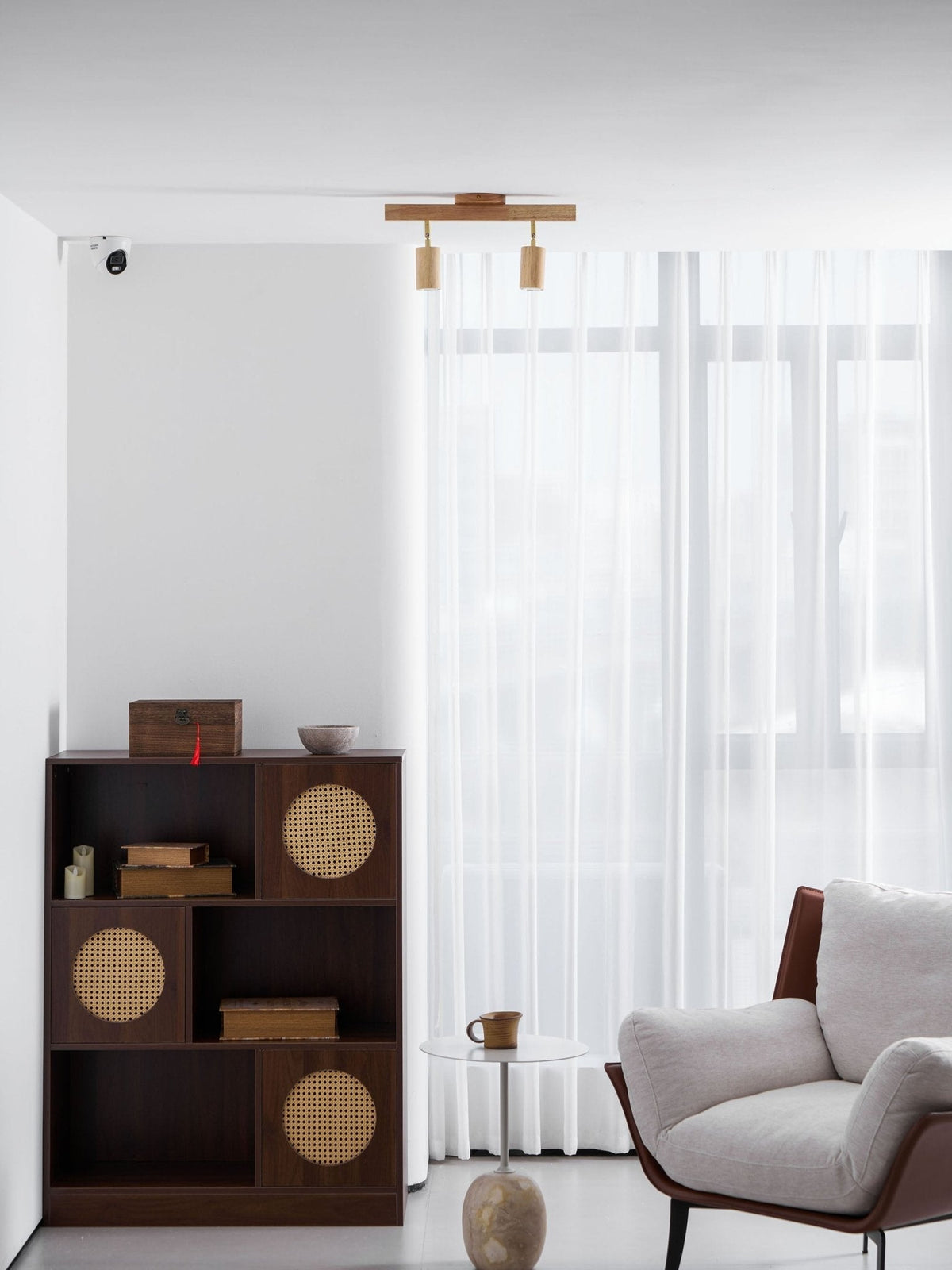 Rustic Wooden Ceiling Track Lighting 4 Light Fixtures