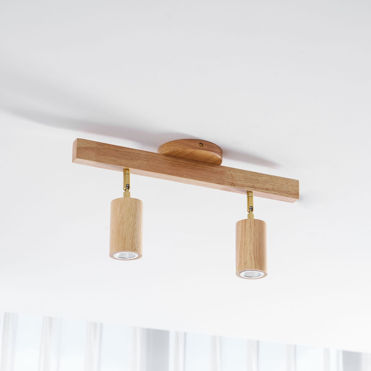 Rustic Wooden Ceiling Track Lighting 4 Light Fixtures