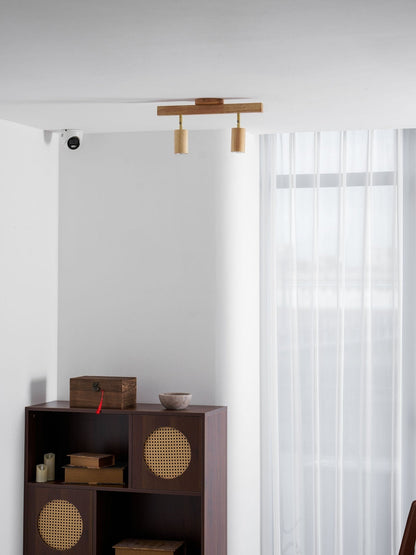 Rustic Wooden Ceiling Track Lighting 4 Light Fixtures