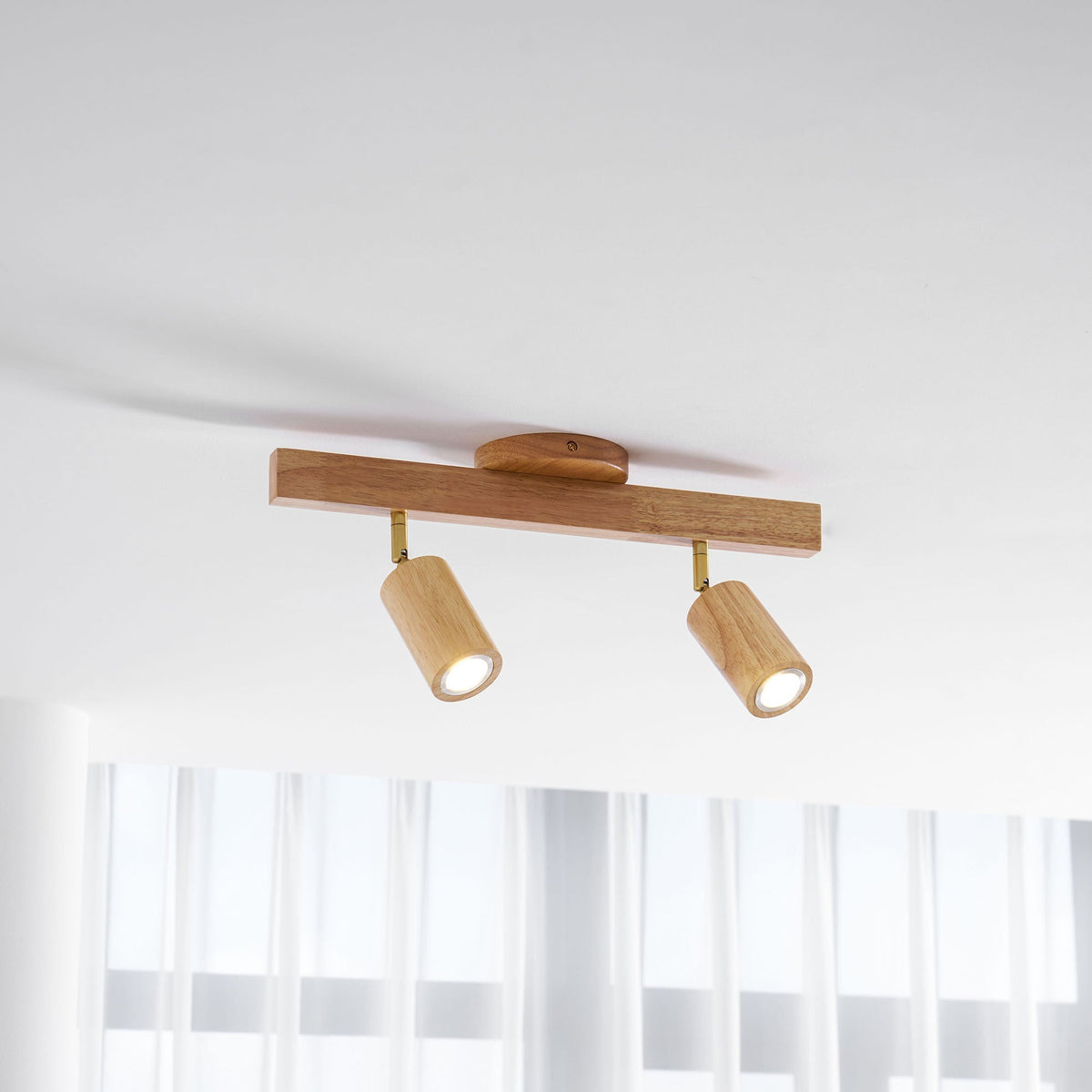 Rustic Wooden Ceiling Track Lighting 4 Light Fixtures