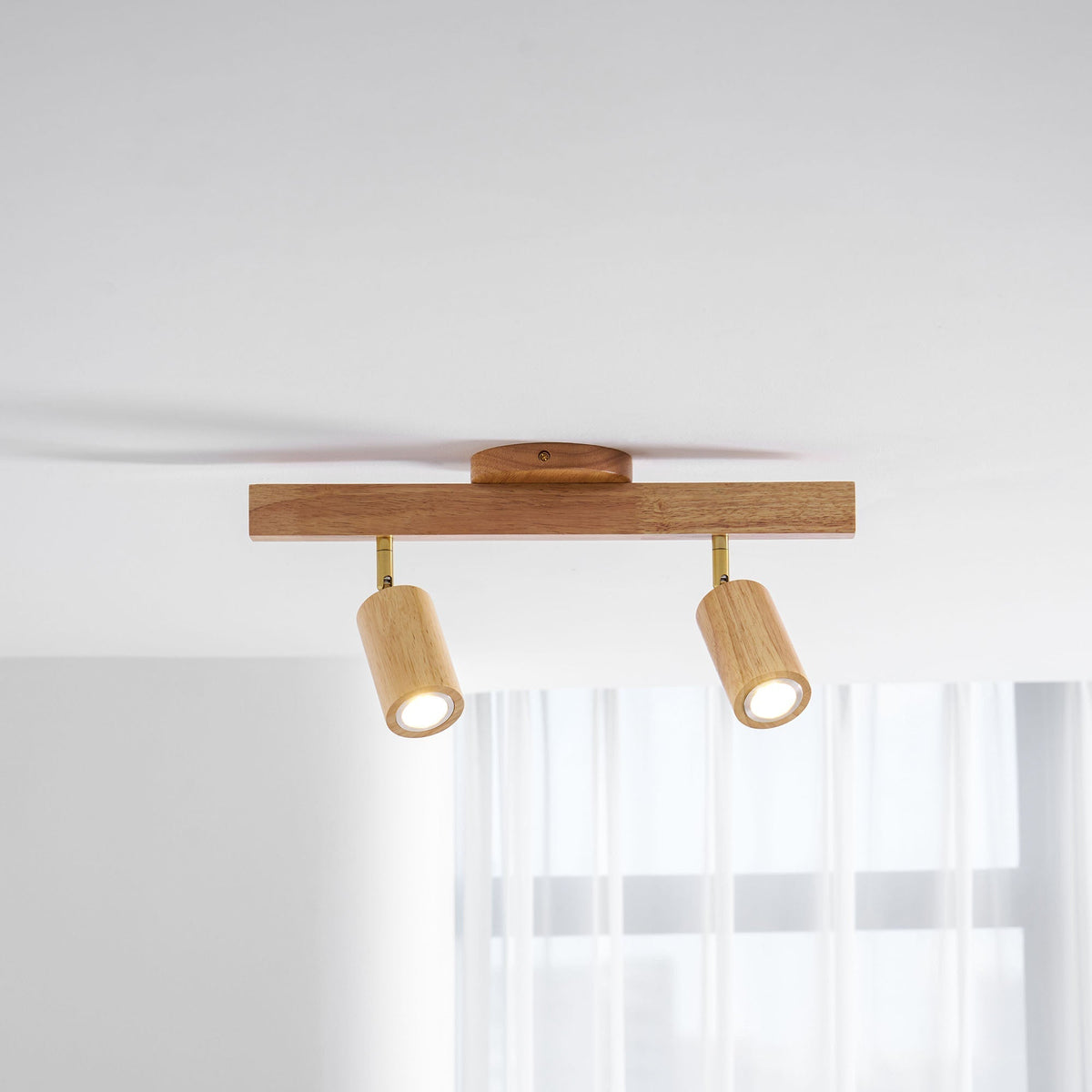 Rustic Wooden Ceiling Track Lighting 4 Light Fixtures