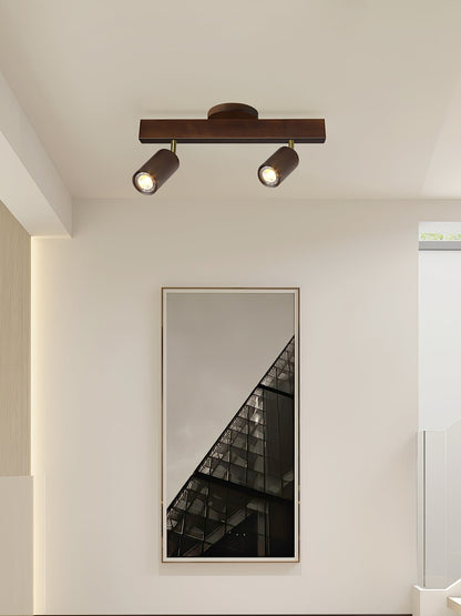 Rustic Wooden Ceiling Track Lighting 4 Light Fixtures