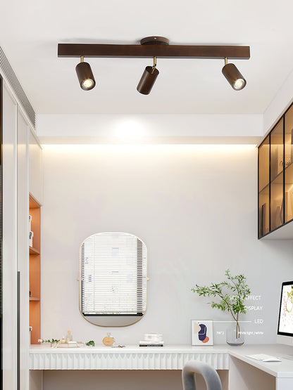 Rustic Wooden Ceiling Track Lighting 4 Light Fixtures