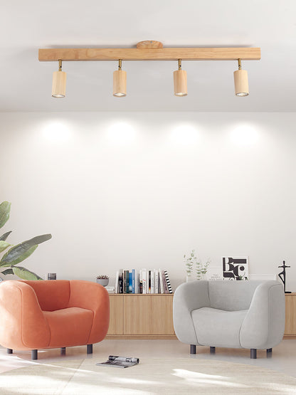 Rustic Wooden Ceiling Track Lighting 4 Light Fixtures