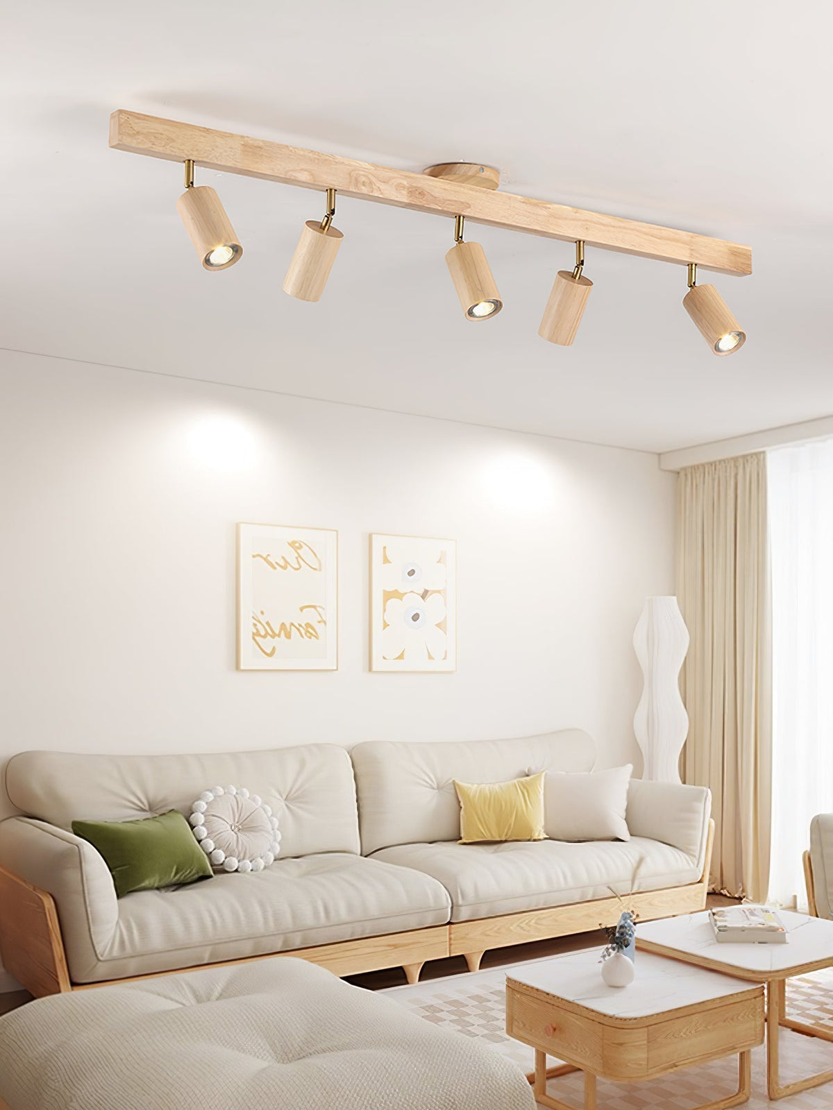 Rustic Wooden Ceiling Track Lighting 4 Light Fixtures