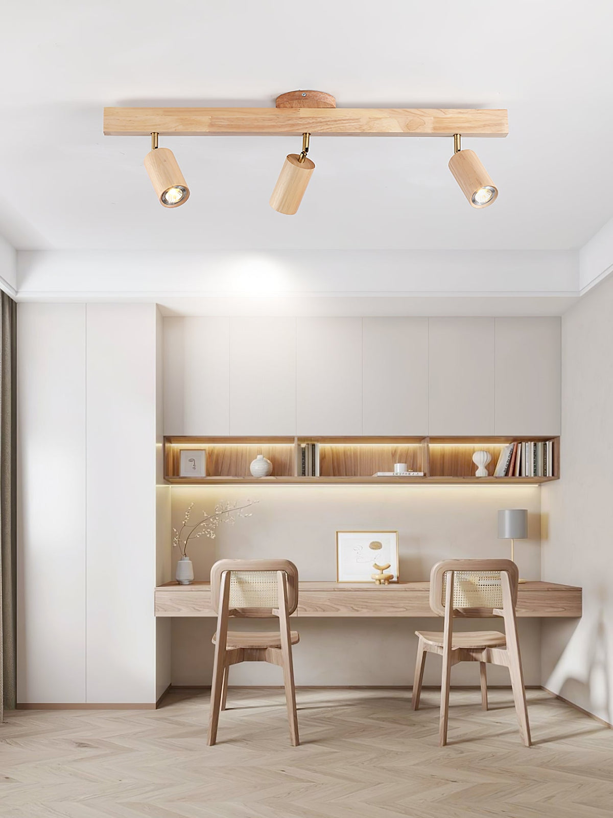 Rustic Wooden Ceiling Track Lighting 4 Light Fixtures