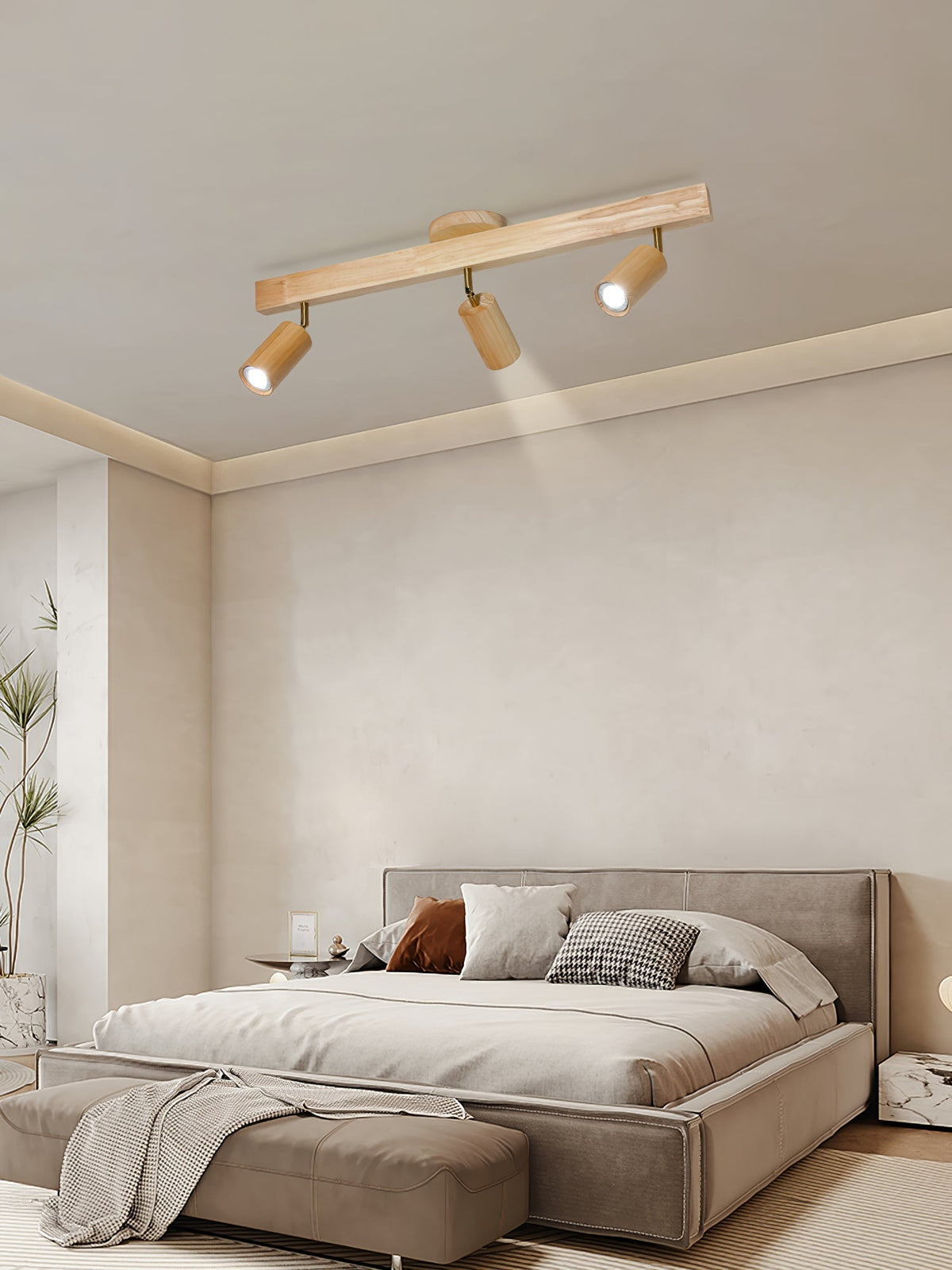 Rustic Wooden Ceiling Track Lighting 4 Light Fixtures