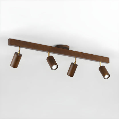 Rustic Wooden Ceiling Track Lighting 4 Light Fixtures