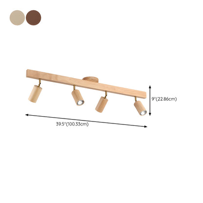 Rustic Wooden Ceiling Track Lighting 4 Light Fixtures