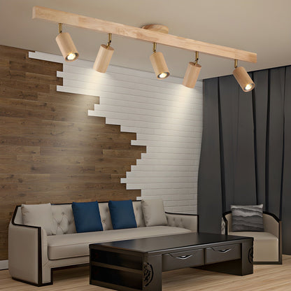 Rustic Wooden Ceiling Track Lighting 4 Light Fixtures