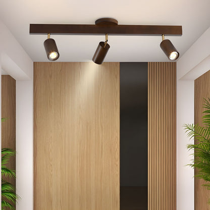 Rustic Wooden Ceiling Track Lighting 4 Light Fixtures