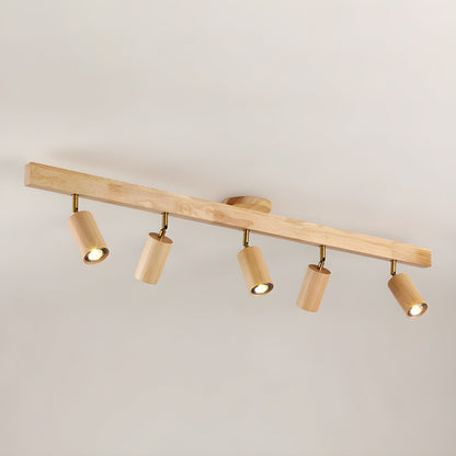 Rustic Wooden Ceiling Track Lighting 4 Light Fixtures