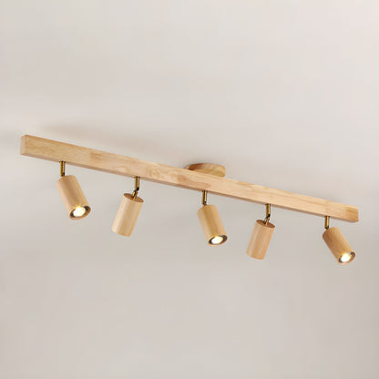 Rustic Wooden Ceiling Track Lighting 4 Light Fixtures