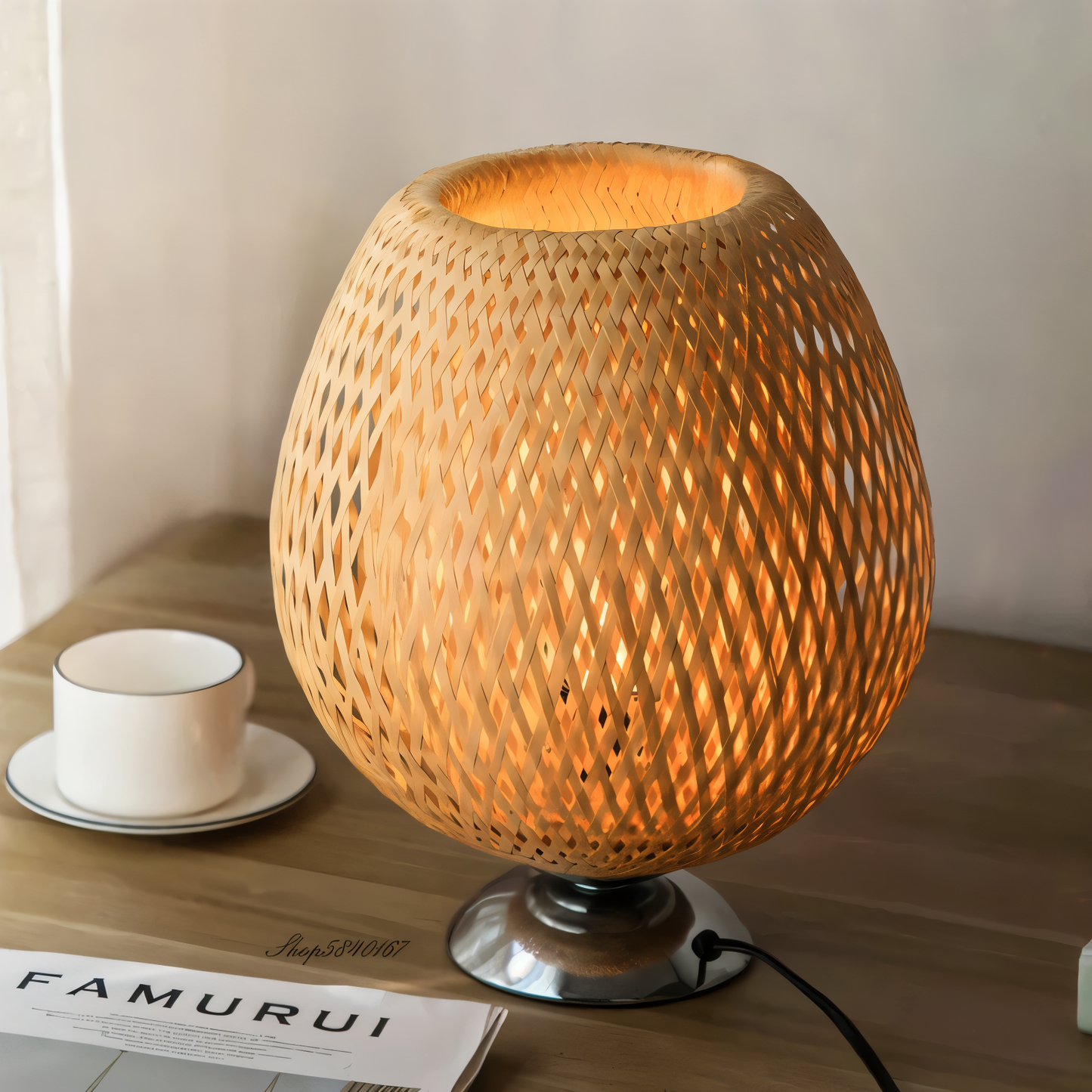 Rustic Bamboo Desk Lamp