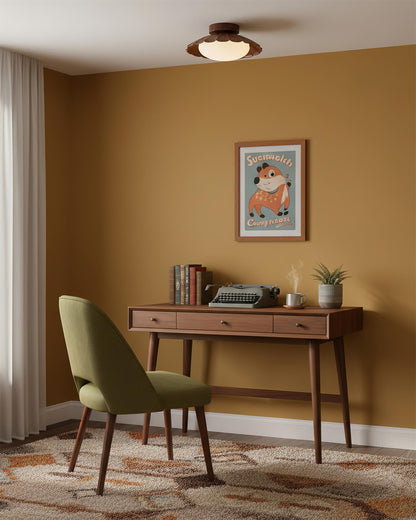 Soft White LED Ceiling Lamp Brown Finish